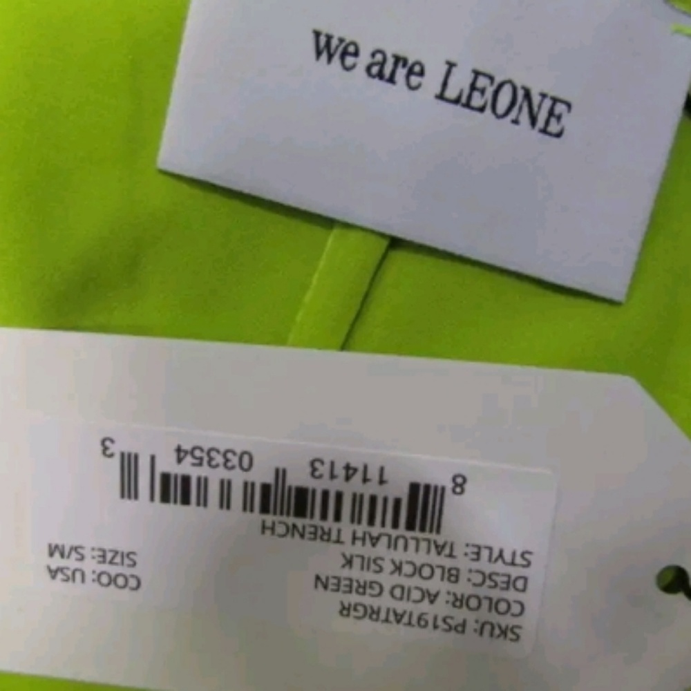 We Are Leone Tallulah Silk Trench Size S/M Acid Gr - Picture 6 of 6